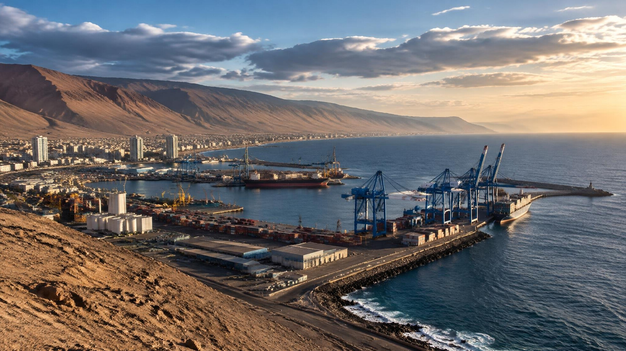 Port city of Antofagasta, Chile, on the desert coastline