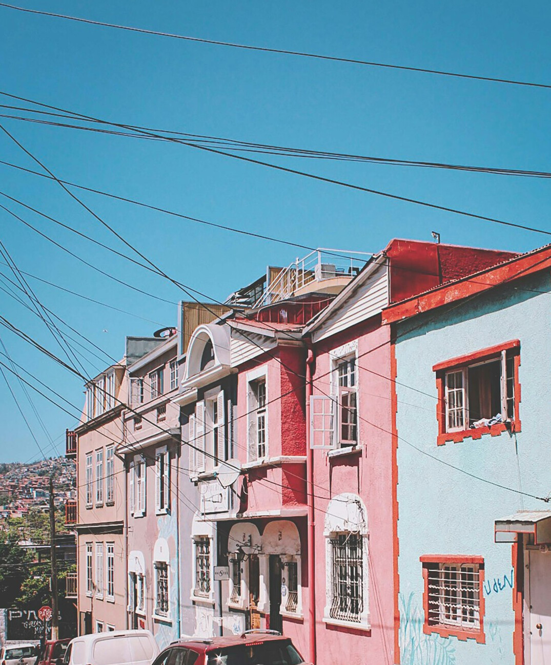 Colorful hillside houses and streets in Valparaiso, Chile